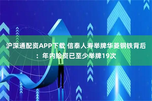 沪深通配资APP下载 信泰人寿举牌华菱钢铁背后：年内险资已至少举牌19次